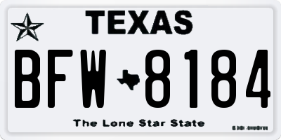 TX license plate BFW8184