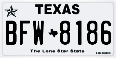 TX license plate BFW8186