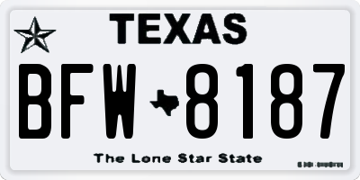 TX license plate BFW8187