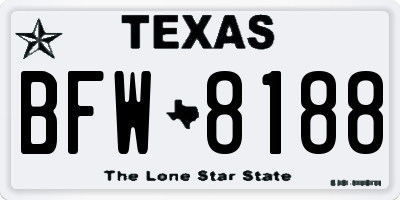 TX license plate BFW8188