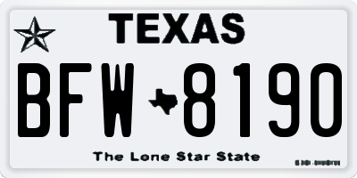 TX license plate BFW8190