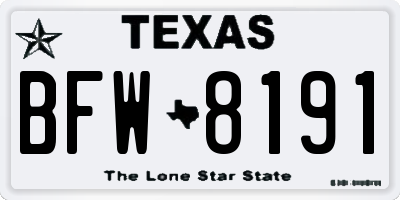 TX license plate BFW8191