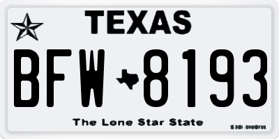 TX license plate BFW8193