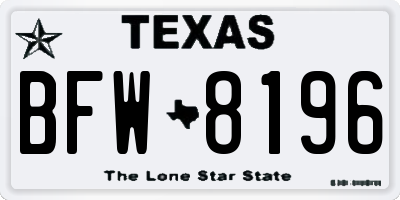 TX license plate BFW8196
