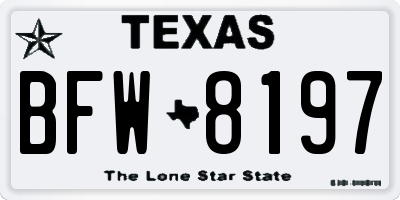 TX license plate BFW8197