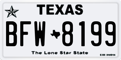 TX license plate BFW8199