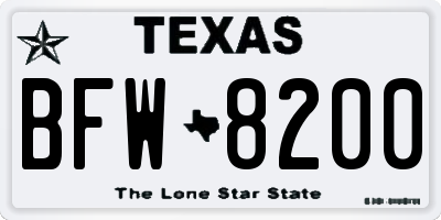 TX license plate BFW8200