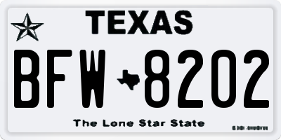 TX license plate BFW8202