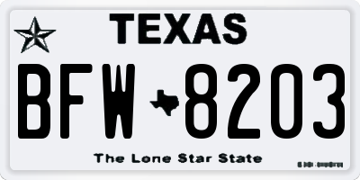 TX license plate BFW8203