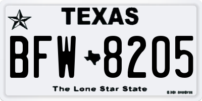 TX license plate BFW8205