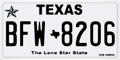 TX license plate BFW8206