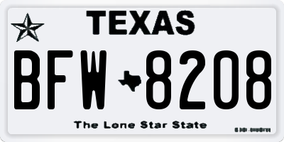 TX license plate BFW8208