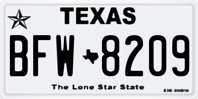 TX license plate BFW8209