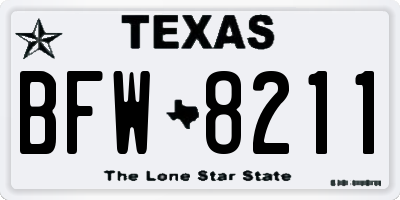 TX license plate BFW8211