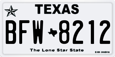 TX license plate BFW8212