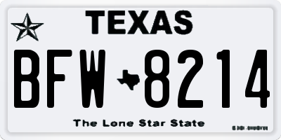 TX license plate BFW8214
