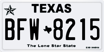 TX license plate BFW8215