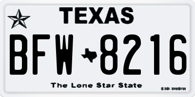 TX license plate BFW8216