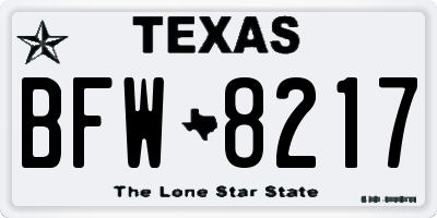 TX license plate BFW8217