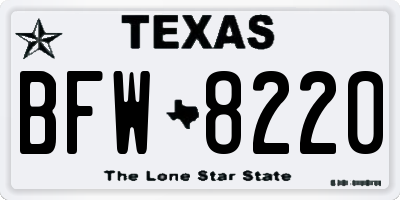 TX license plate BFW8220
