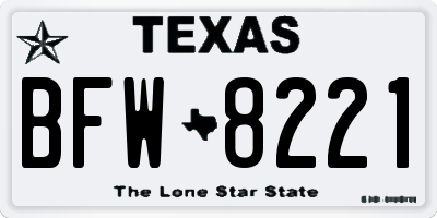 TX license plate BFW8221