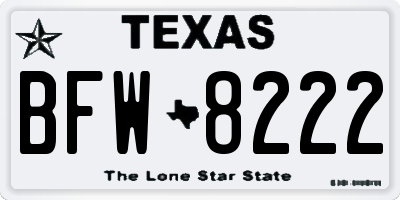 TX license plate BFW8222