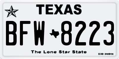 TX license plate BFW8223