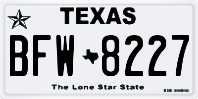 TX license plate BFW8227