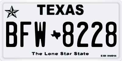 TX license plate BFW8228