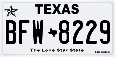 TX license plate BFW8229