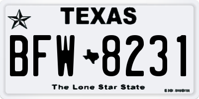 TX license plate BFW8231