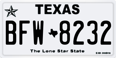 TX license plate BFW8232