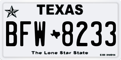 TX license plate BFW8233
