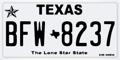 TX license plate BFW8237
