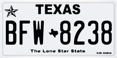 TX license plate BFW8238