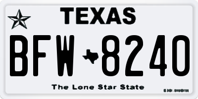 TX license plate BFW8240