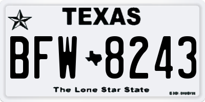 TX license plate BFW8243