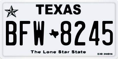 TX license plate BFW8245