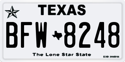 TX license plate BFW8248