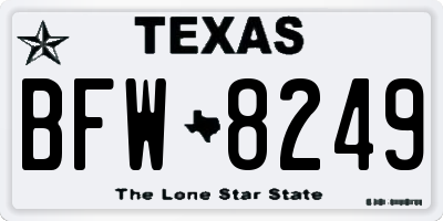 TX license plate BFW8249