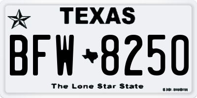 TX license plate BFW8250