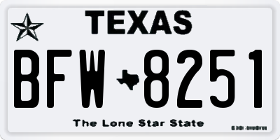 TX license plate BFW8251