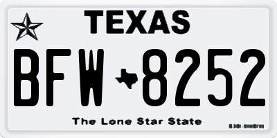TX license plate BFW8252