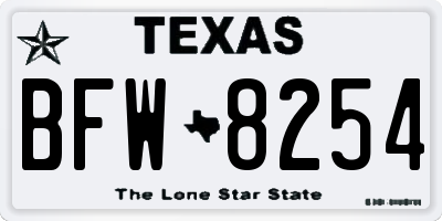 TX license plate BFW8254
