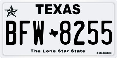 TX license plate BFW8255