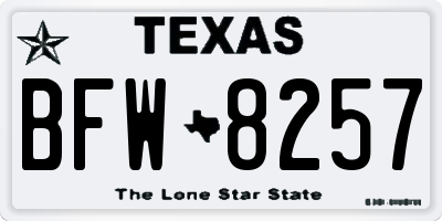 TX license plate BFW8257