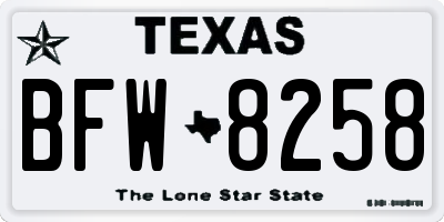 TX license plate BFW8258