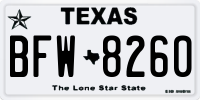 TX license plate BFW8260