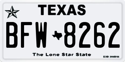 TX license plate BFW8262