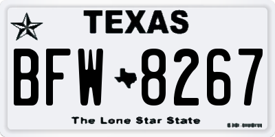 TX license plate BFW8267